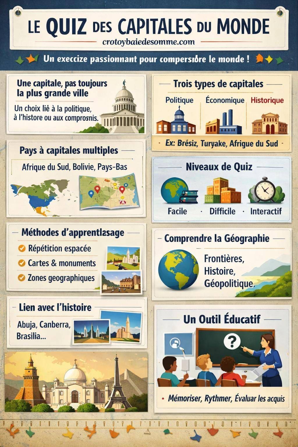 Quiz Spécial Capitales : Du Facile au Défi pour Tester Vos Connaissances