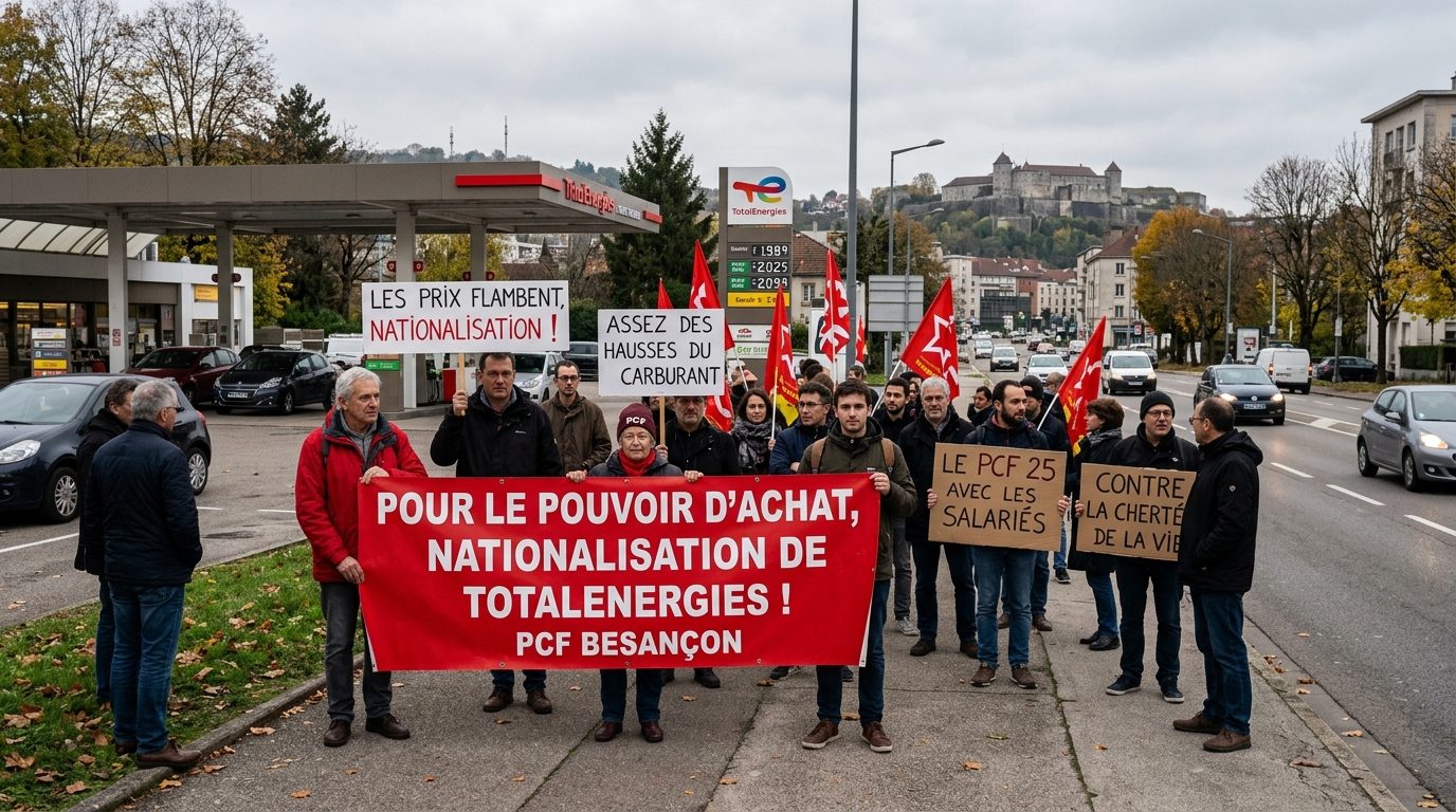 À Besançon, le PCF réclame la nationalisation de TotalEnergies face à la hausse des prix du carburant